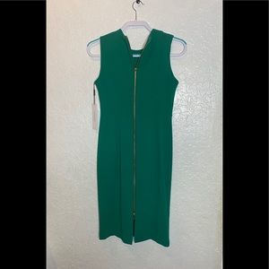 NEW Calvin Klein sleeveless zipper green dress